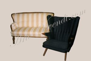 Ancien canapé & fauteuil BAMSE de Hans J. Wegner noir