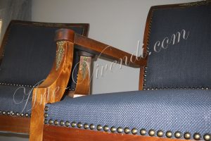 chaise empire ornement métal habillage tissu noir