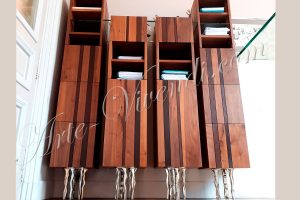 Quatre colonnes en bois massif design sur mesure pied metal