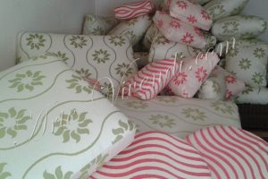 Coussins deco extérieur vert et blanc rose et blanc